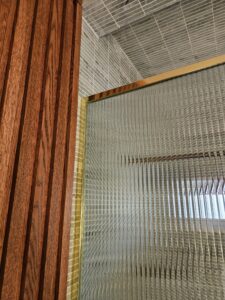 Reeded glass shower